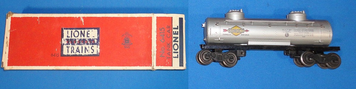Vintage Lionel Electric Trains 6465 Sunoco Double Dome Tank Car Orange Blue Box 6415 Vintage Lionel Electric Trains 6465 Sunoco Double Dome Tank Car Orange Blue Box 6415