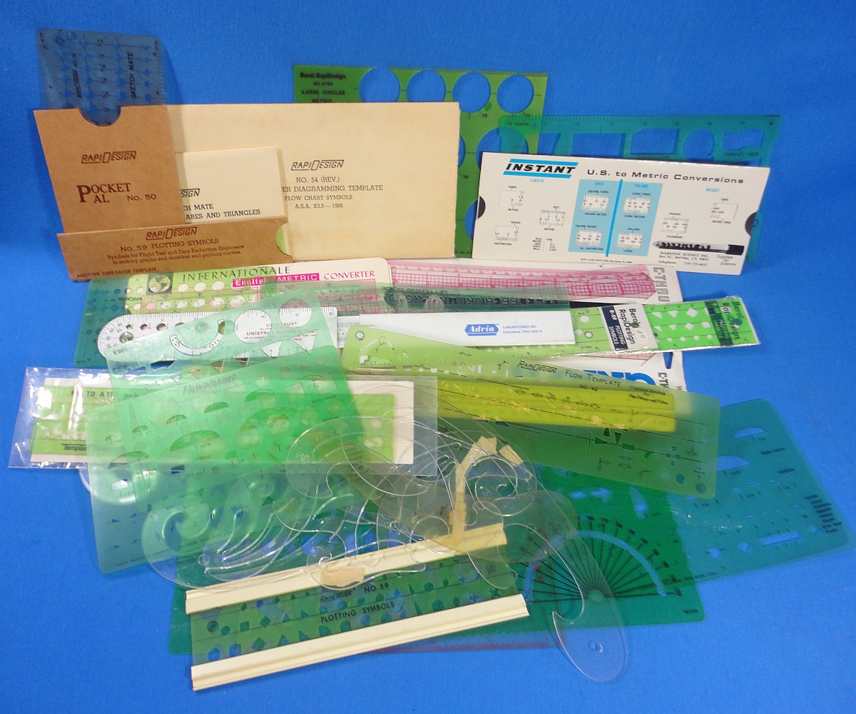 Vintage Machinist Templates Lot Assorted Size Style Alvin C-thru Flow Planner Rapid Design Vintage Machinist Templates Lot Assorted Size Style Alvin C-thru Flow Planner Rapid Design
