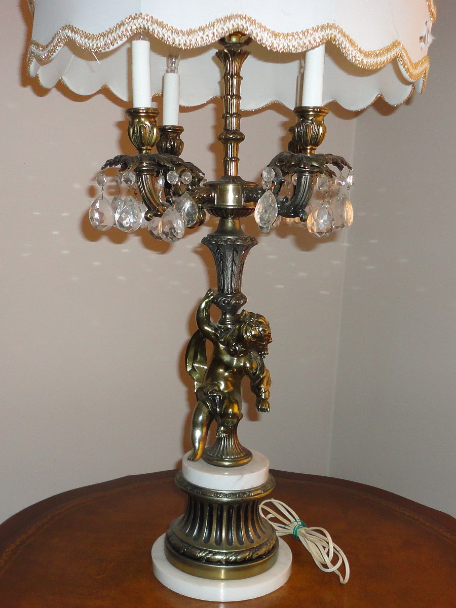 ANGEL 5 LIGHT 24 TEAR DROP PRISM CHERUB CANDELABRA LAMP ...