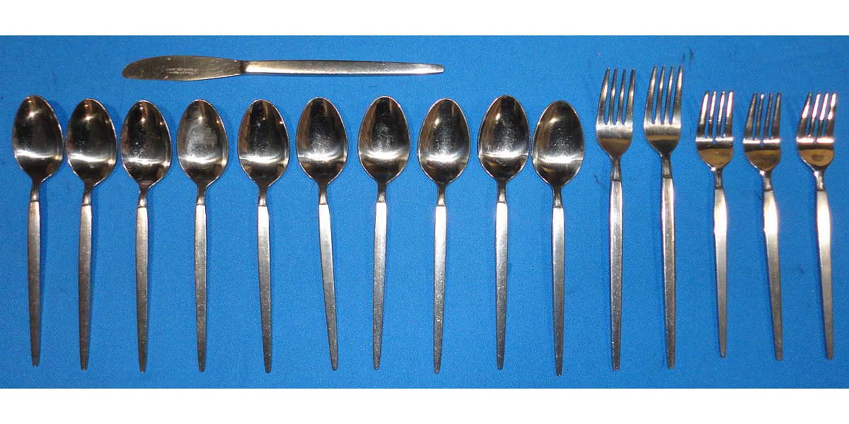 Vintage Stanley Roberts Stainless Flatware Japan Astro 1 Knife 10 Teaspoons 5 Forks Vintage Stanley Roberts Stainless Flatware Japan Astro 1 Knife 10 Teaspoons 5 Forks