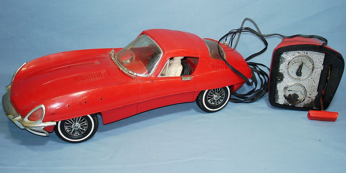 Vintage Topper Toys Johnny Speed Battery Opeated Red Jaguar XKE Car Hood Vintage Topper Toys Johnny Speed Battery Opeated Red Jaguar XKE Car Hood