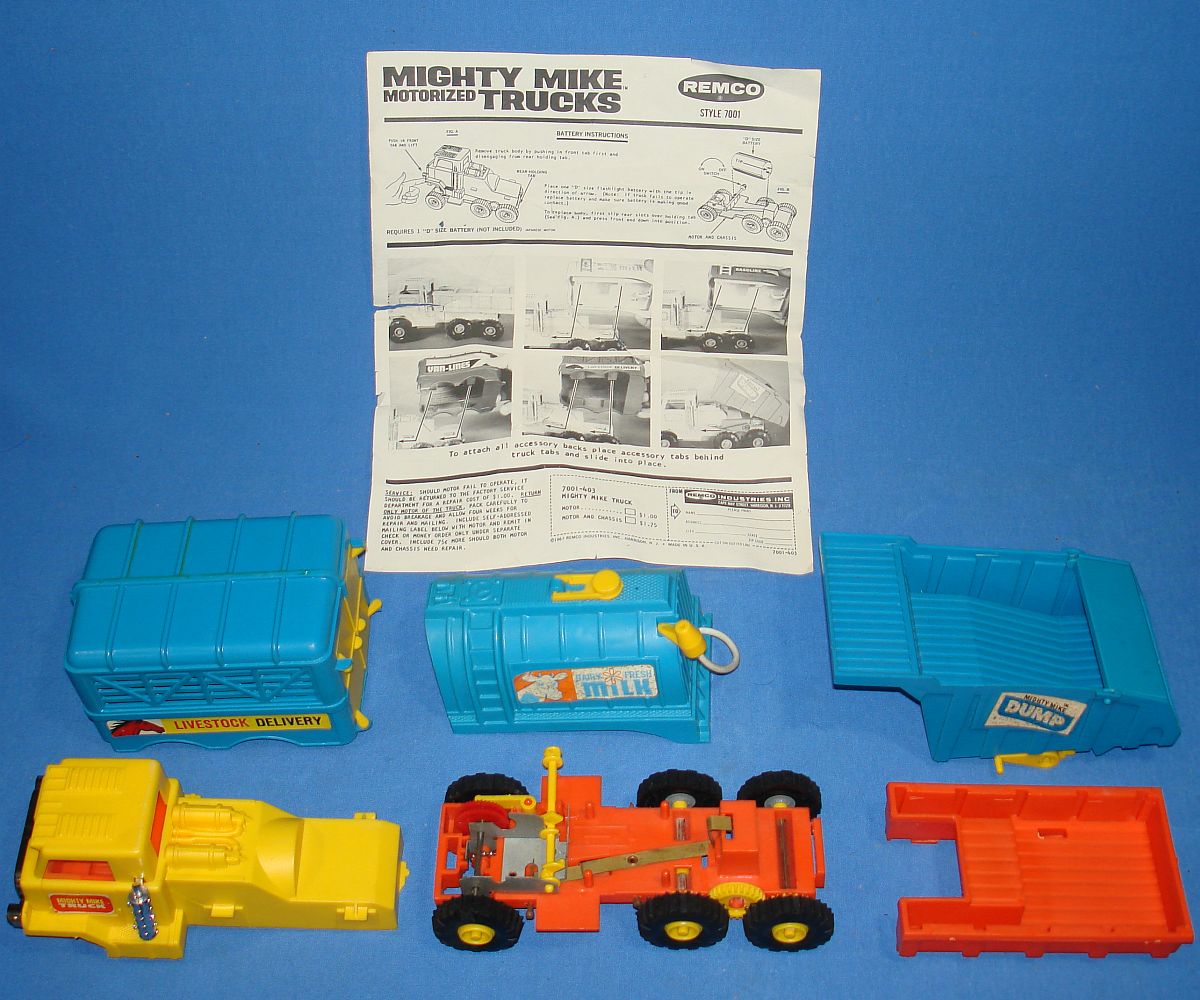 Remco Mighty Mike Truck Skyway Express Set #7042 Lot Livestock Delivery Van Milk Tanker Dump Bed Remco Mighty Mike Truck Skyway Express Set #7042 Lot Livestock Delivery Van Milk Tanker Dump Bed