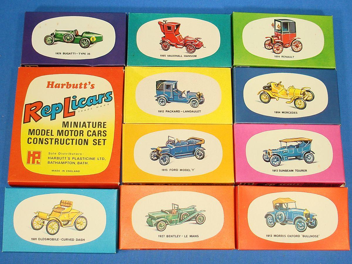 Vintage Harbutt`s Replicars Miniature Model Motor Car Construction Set Plastic Model Kit Boxes Vintage Harbutt`s Replicars Miniature Model Motor Car Construction Set Plastic Model Kit Boxes