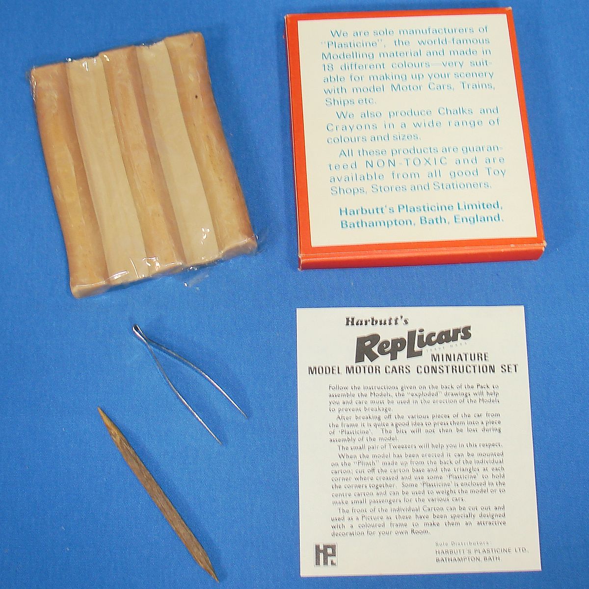 Vintage Harbutt`s Replicars Miniature Model Motor Cars Construction Set Plasticine Tools Vintage Harbutt`s Replicars Miniature Model Motor Cars Construction Set Plasticine Tools