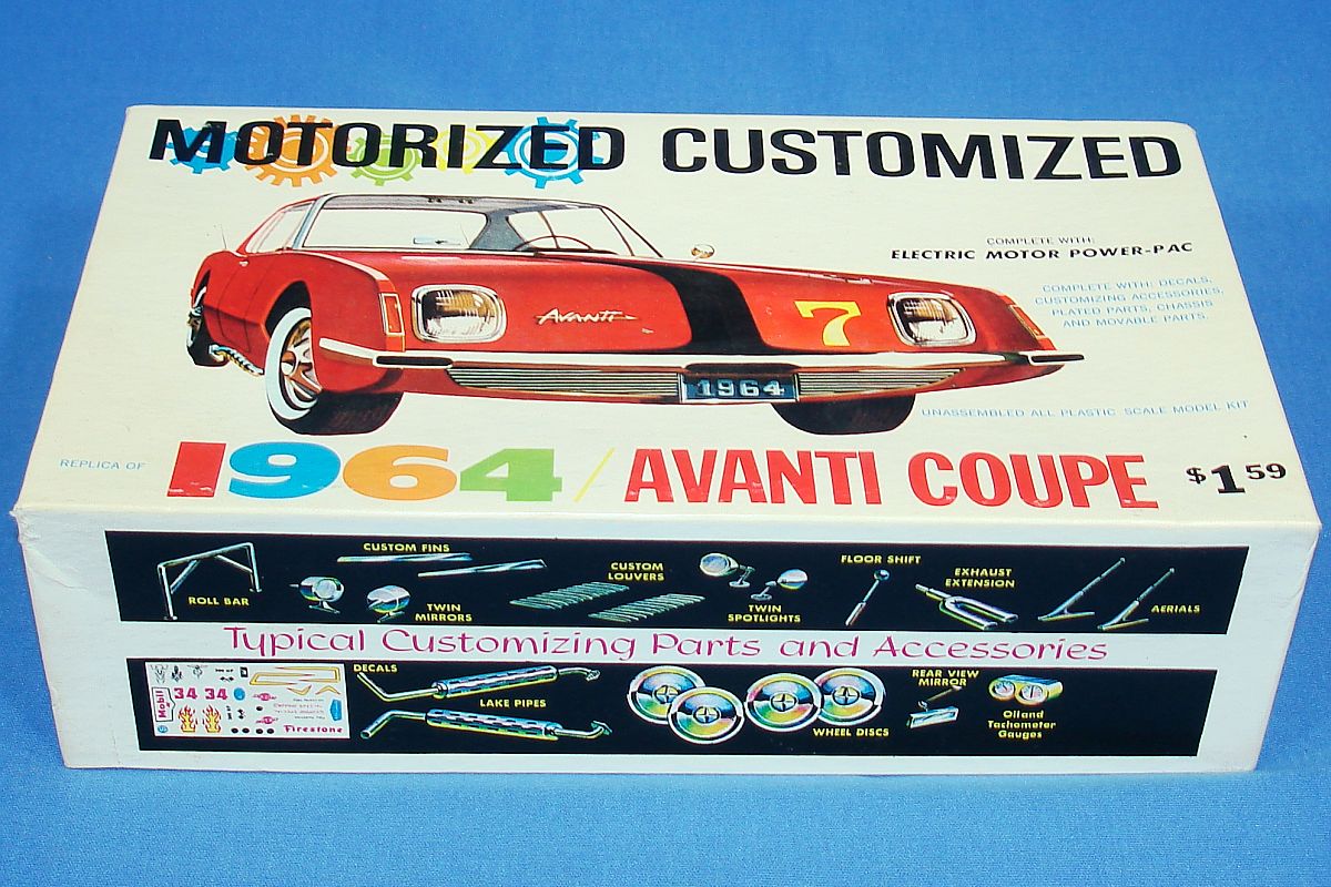 Vintage Palmer 1964 Avanti Coupe Battery Motorized Plastic Model Kit Box Vintage Palmer 1964 Avanti Coupe Battery Motorized Plastic Model Kit Box