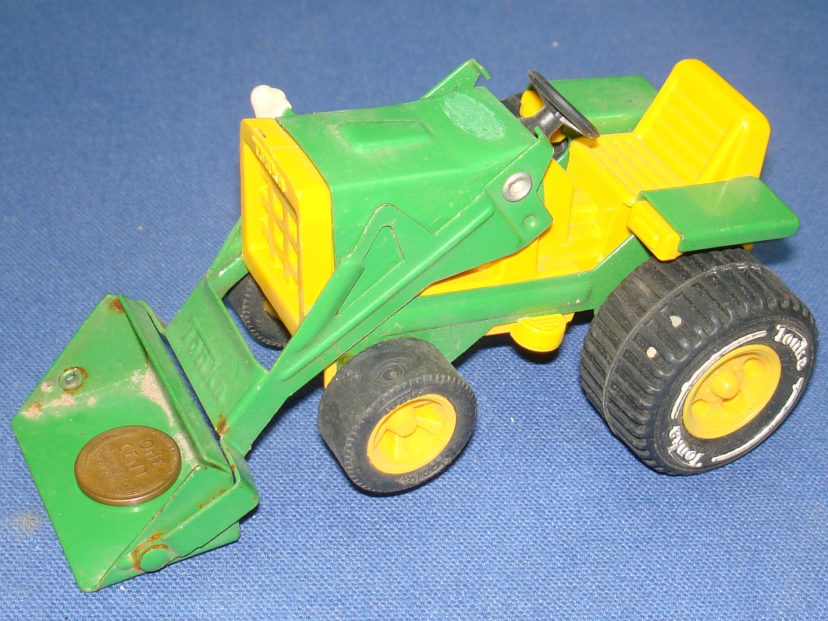 Mini Tonka Tractor Front Loader Yellow Green Black Rbber Tires White Lever Mini Tonka Tractor Front Loader Yellow Green Black Rbber Tires White Lever