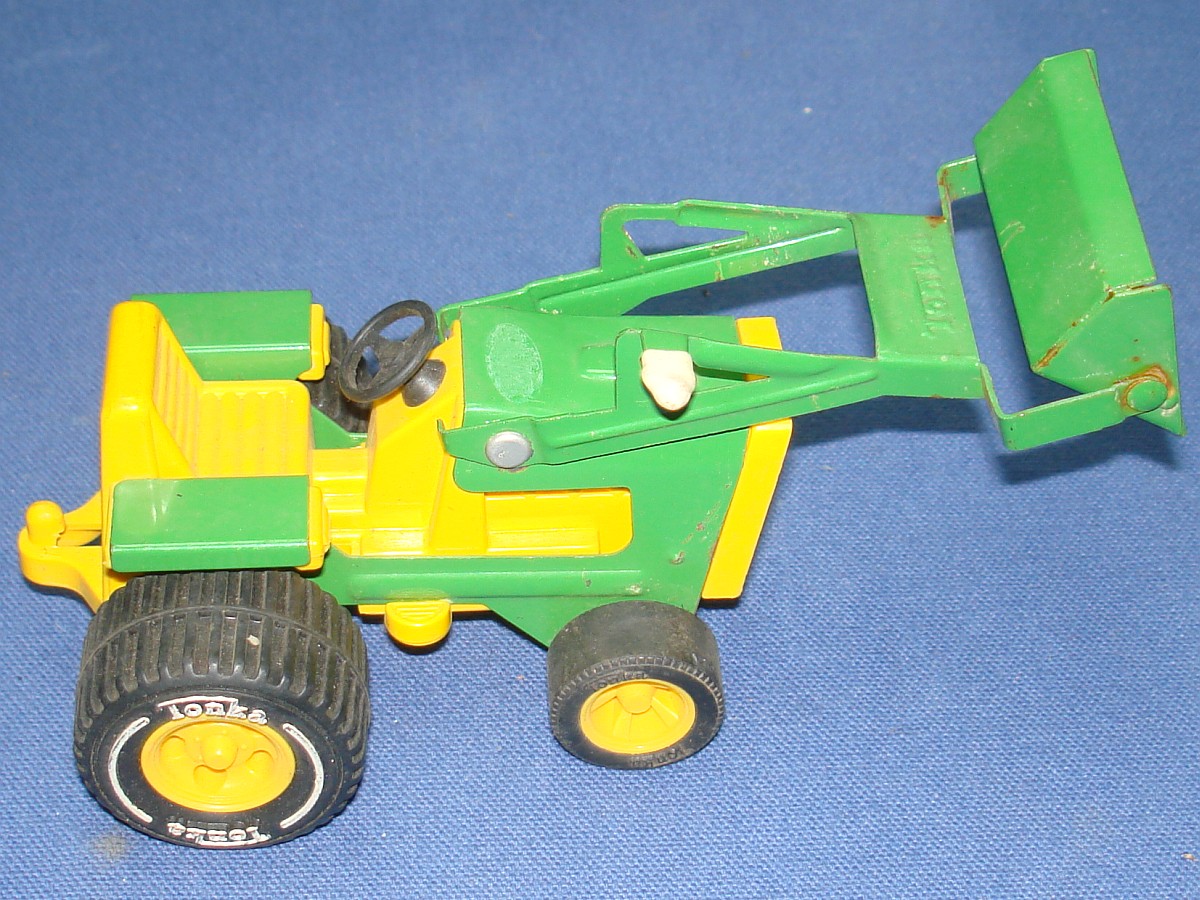 Mini Tonka Tractor Front Loader Yellow Green Black Rbber Tires White Lever Mini Tonka Tractor Front Loader Yellow Green Black Rbber Tires White Lever
