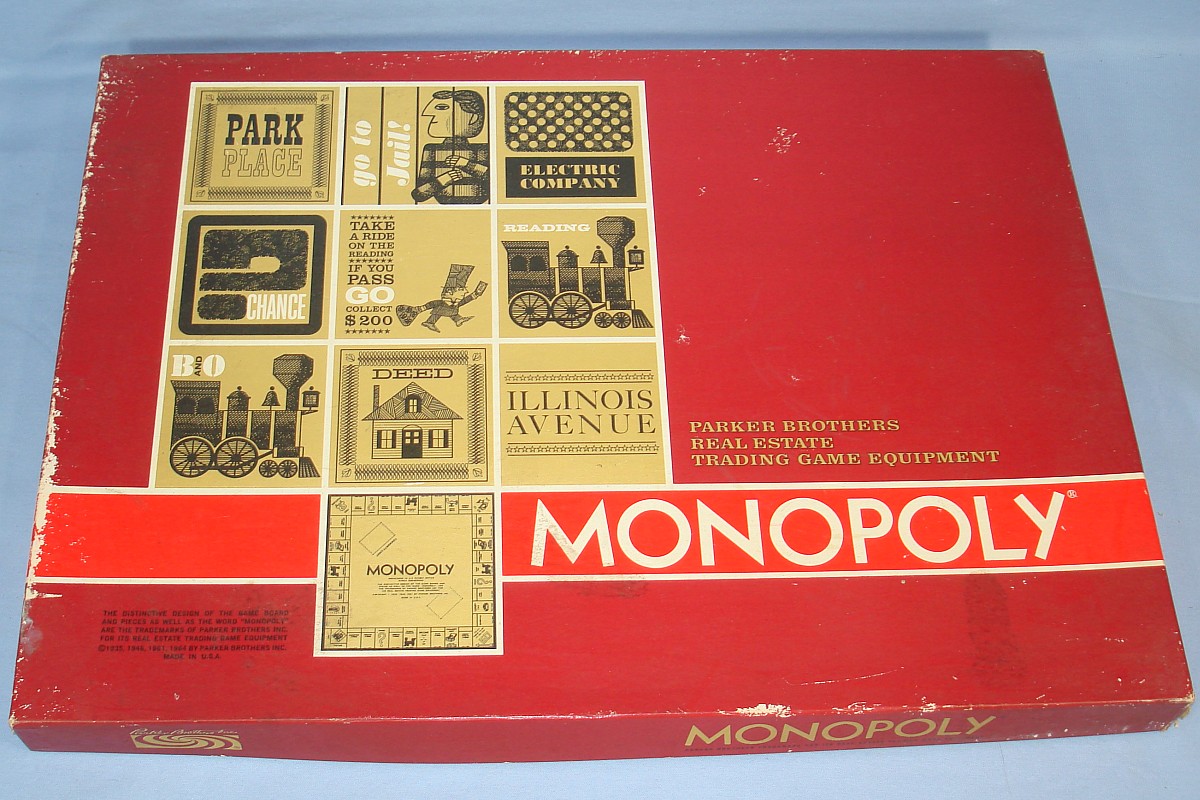 Vintage 1964 Parker Brothers Monopoly Real Estate Trading Game #95 Box Lid Vintage 1964 Parker Brothers Monopoly Real Estate Trading Game #95 Box Lid