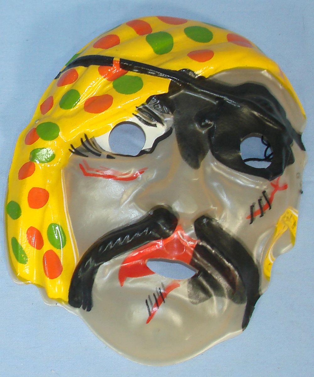 Vintage Ben Cooper Pirate Halloween Mask Eye Patch Scar Bandana Mustache Earring Vintage Ben Cooper Pirate Halloween Mask Eye Patch Scar Bandana Mustache Earring