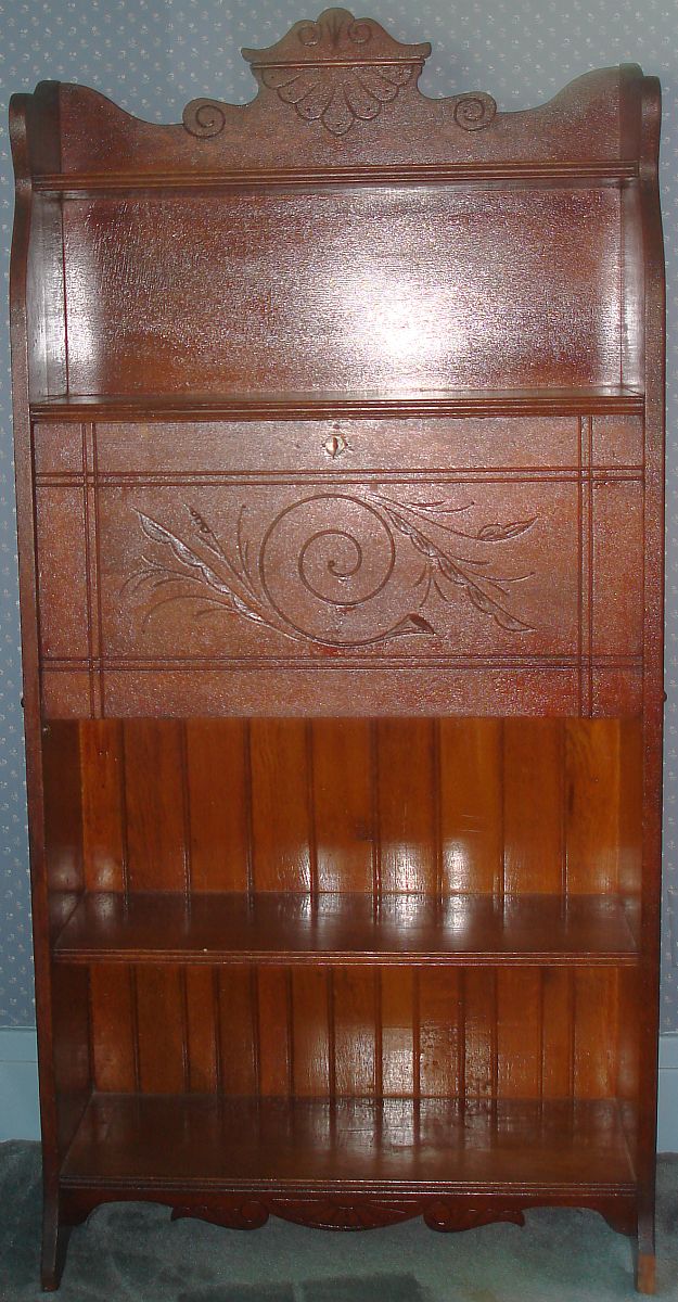 Antique Warren & Brandon Jamestown Furniture Drop Front Secretary Desk & Shelves